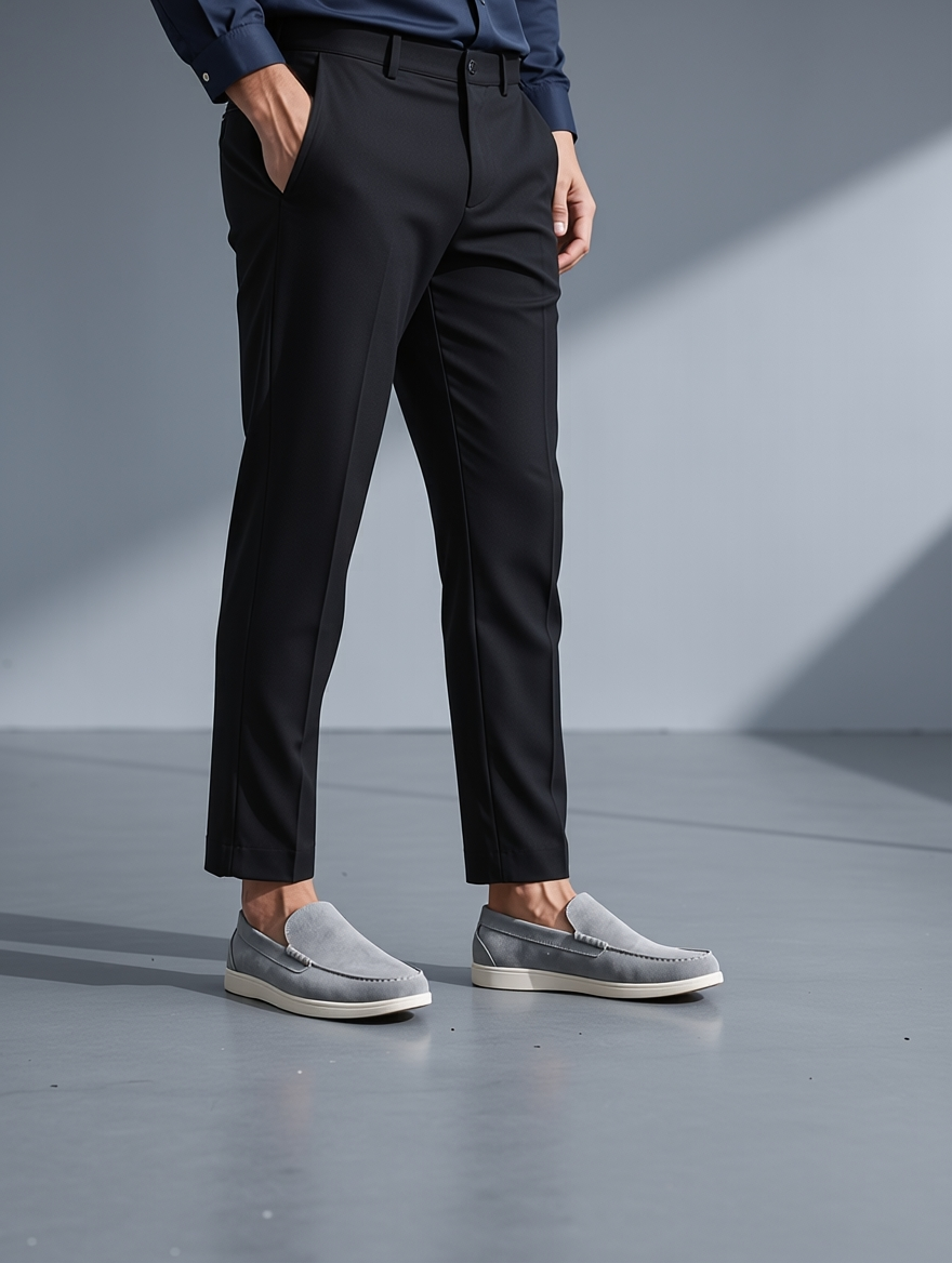 Men's Grey Suede Penny Loafers