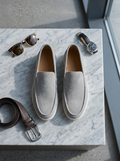 Men's Grey Suede Penny Loafers