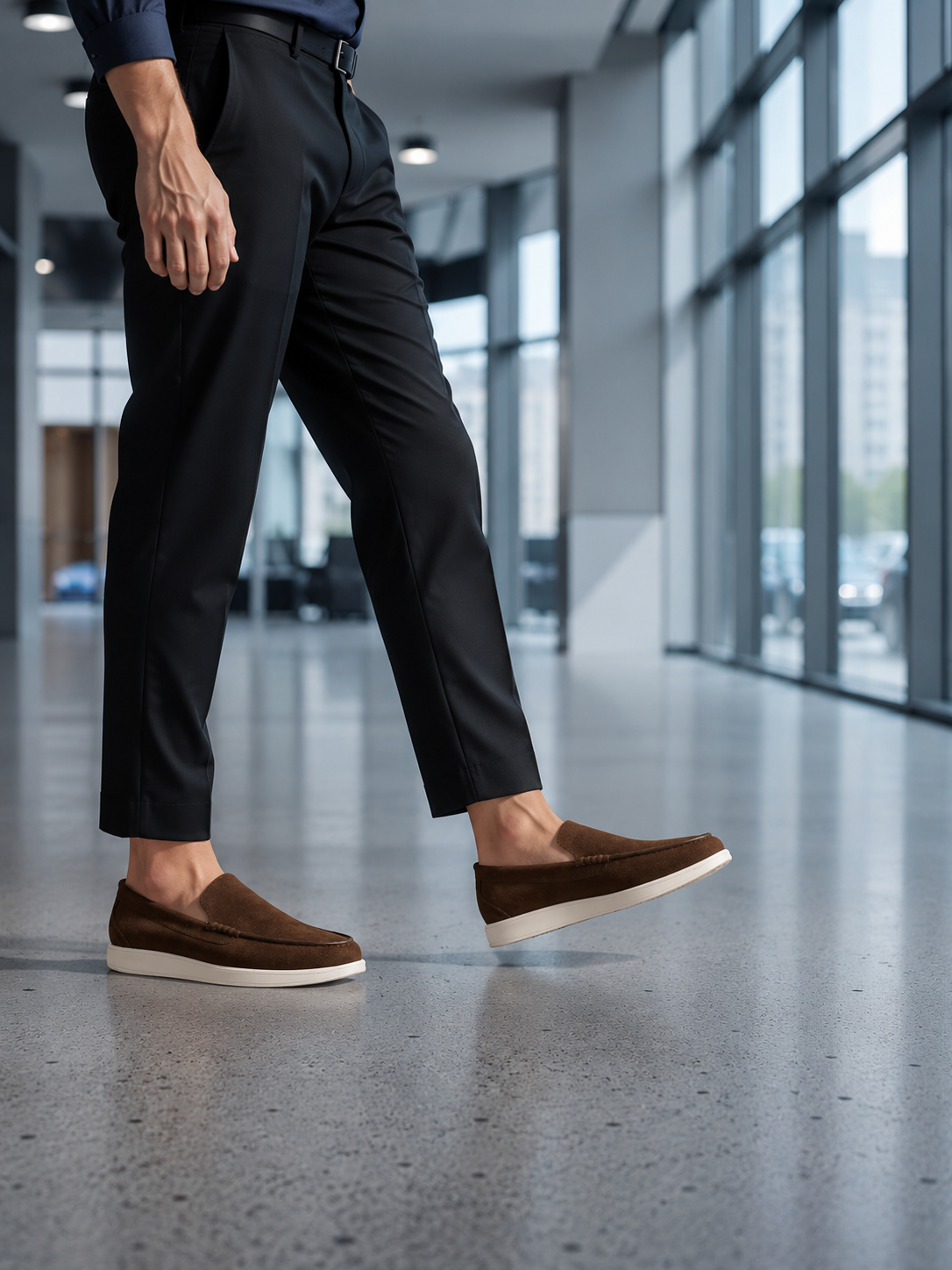 Men's Brown Suede Penny Loafers